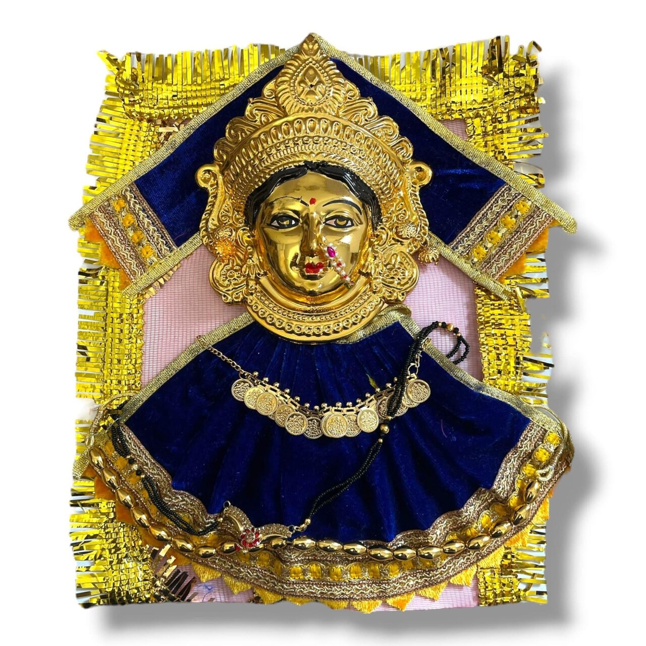 Varalaxmi Goddess Face Set Devi Mata Mukhota Face Idol with Velvet Dress Jewelry for Vara Lakshmi Vratam Navaratri Margashirsha Vratha Pooja Temple - Mahalaxmi Goddess Face